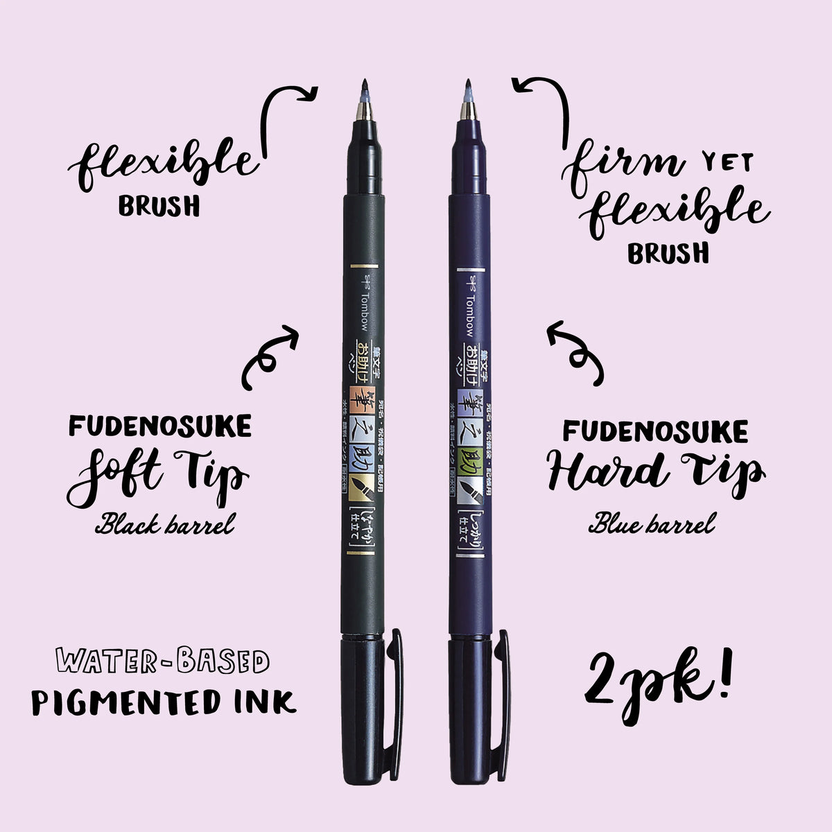 Tombow Fudenosuke Brush Pen Set of 2