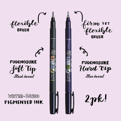 Tombow Fudenosuke Brush Pen Set of 2