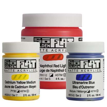 Golden SoFlat Matte Acrylic Paint - Fluorescent Red, 2 Oz Jar, High Opacity & Archival Quality For Artists