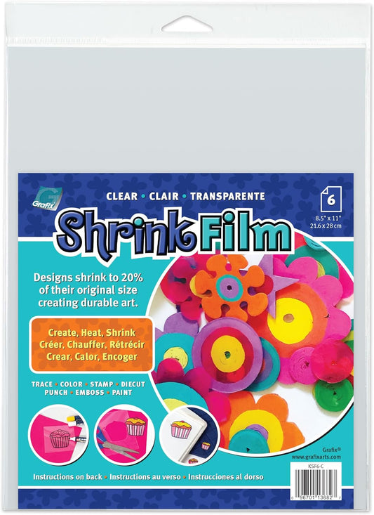 Grafix Clear Shrink Film Pack of 6 - 8.5" x 11"