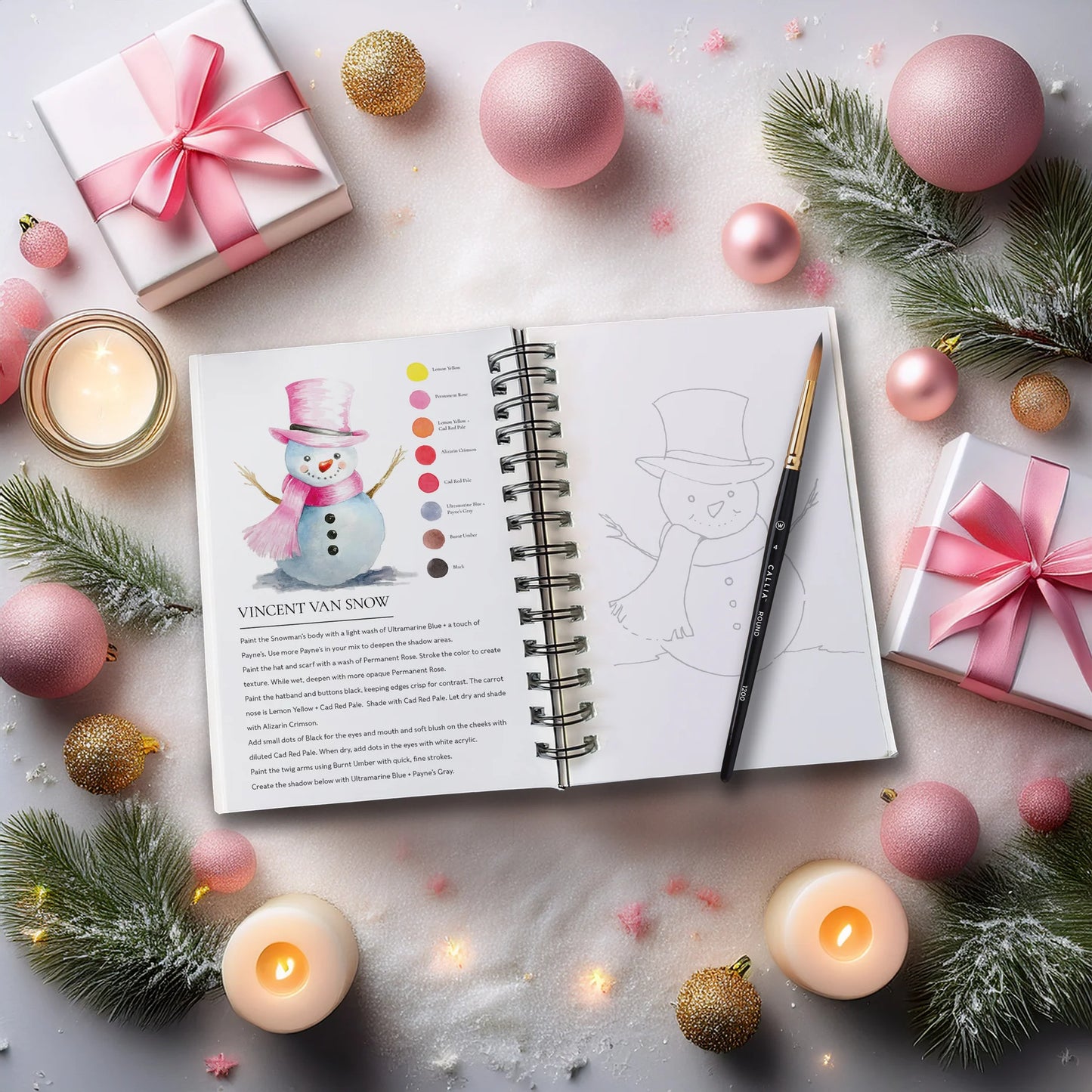 Willow Wolfe Watercolor Workbook - Happy Holidays