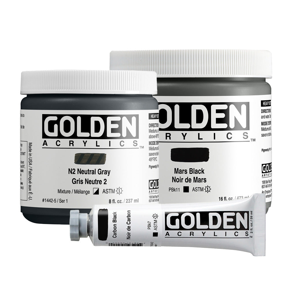 GOLDEN Heavy Body Acrylics - Black or Grey