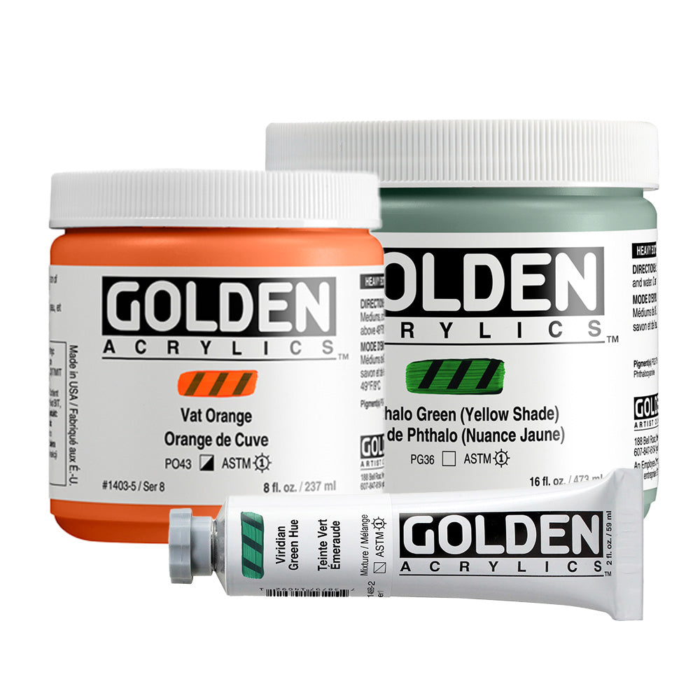 GOLDEN Heavy Body Acrylics - Green or Orange