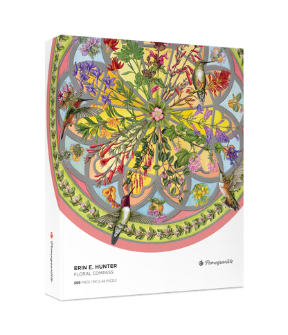 Erin E. Hunter: Floral Compass 500-Piece Circular Jigsaw Puzzle