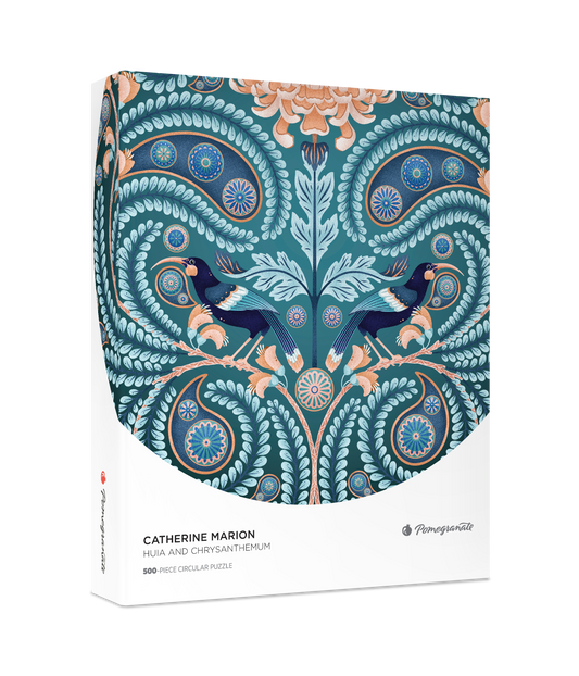 Catherine Marion: Huia and Chrysanthemum 500-Piece Circular Jigsaw Puzzle