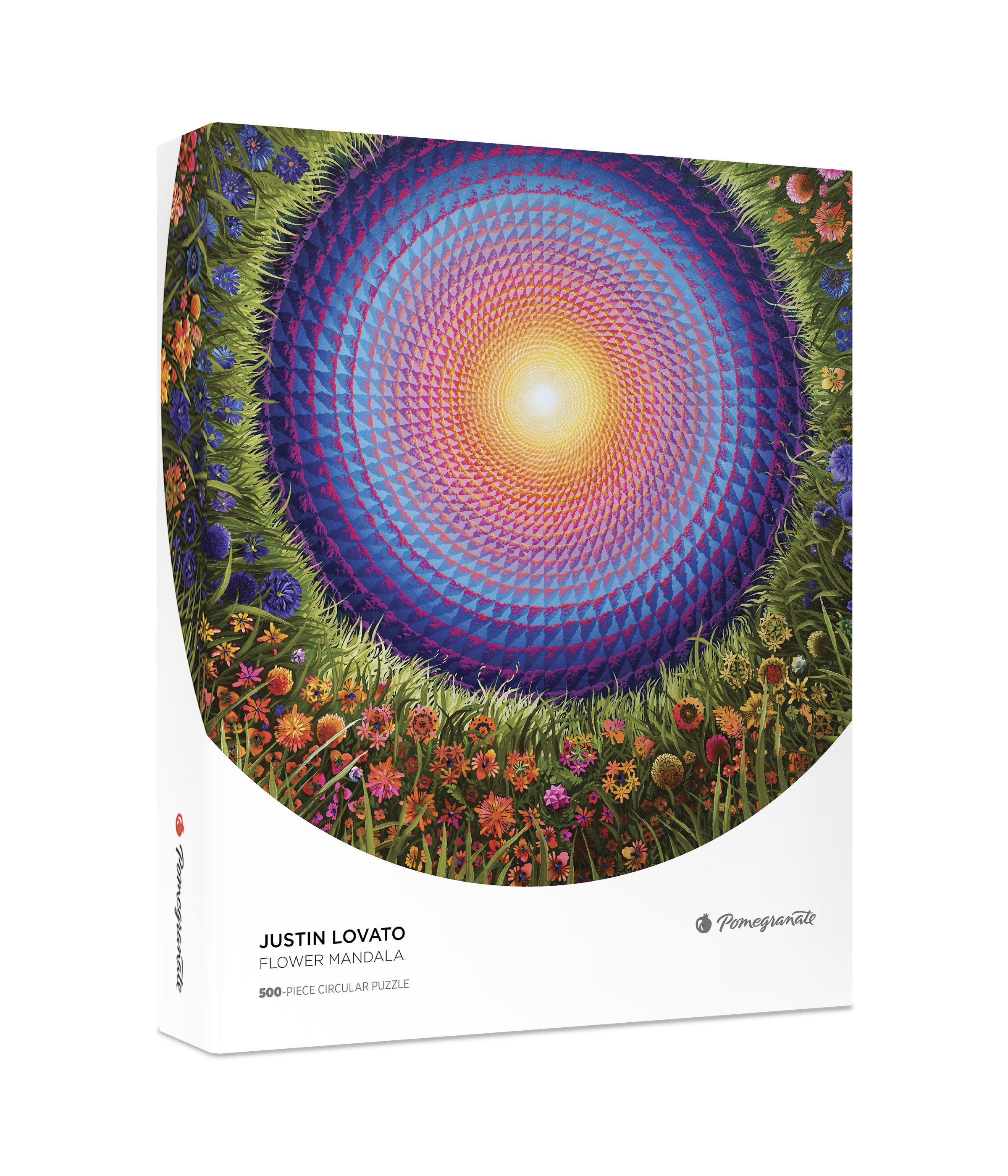 Justin Lovato: Flower Mandala 500-Piece Circular Jigsaw Puzzle