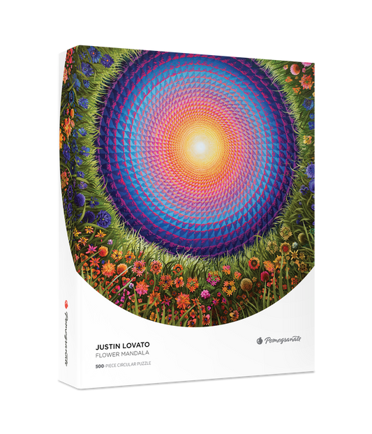 Justin Lovato: Flower Mandala 500-Piece Circular Jigsaw Puzzle