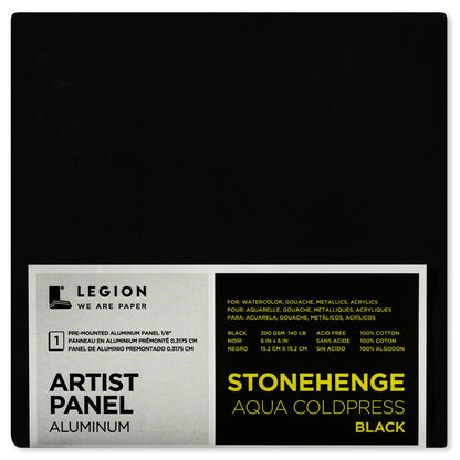 Panneaux d'artiste en aluminium Stonehenge Aqua Black 15,2 cm x 15,2 cm