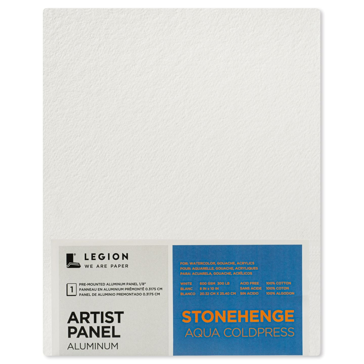 Panneau en aluminium blanc Stonehenge Aqua Cold Press 20,3 x 25,4 cm