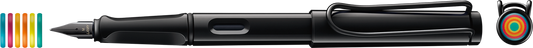 LAMY Safari All Black with Multi-Coloured Rings