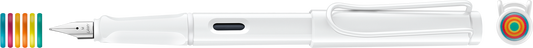 LAMY Safari All White with Multi-Coloured Rings