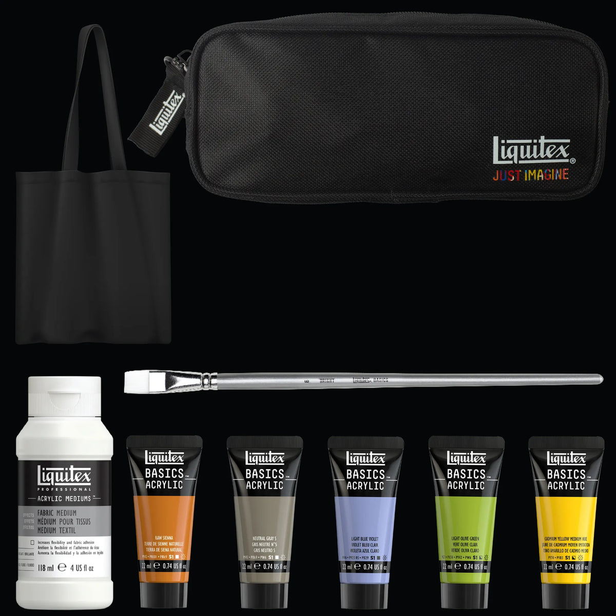 Liquitex What Would You Create BASICS Set - Fabric Painting, set contents