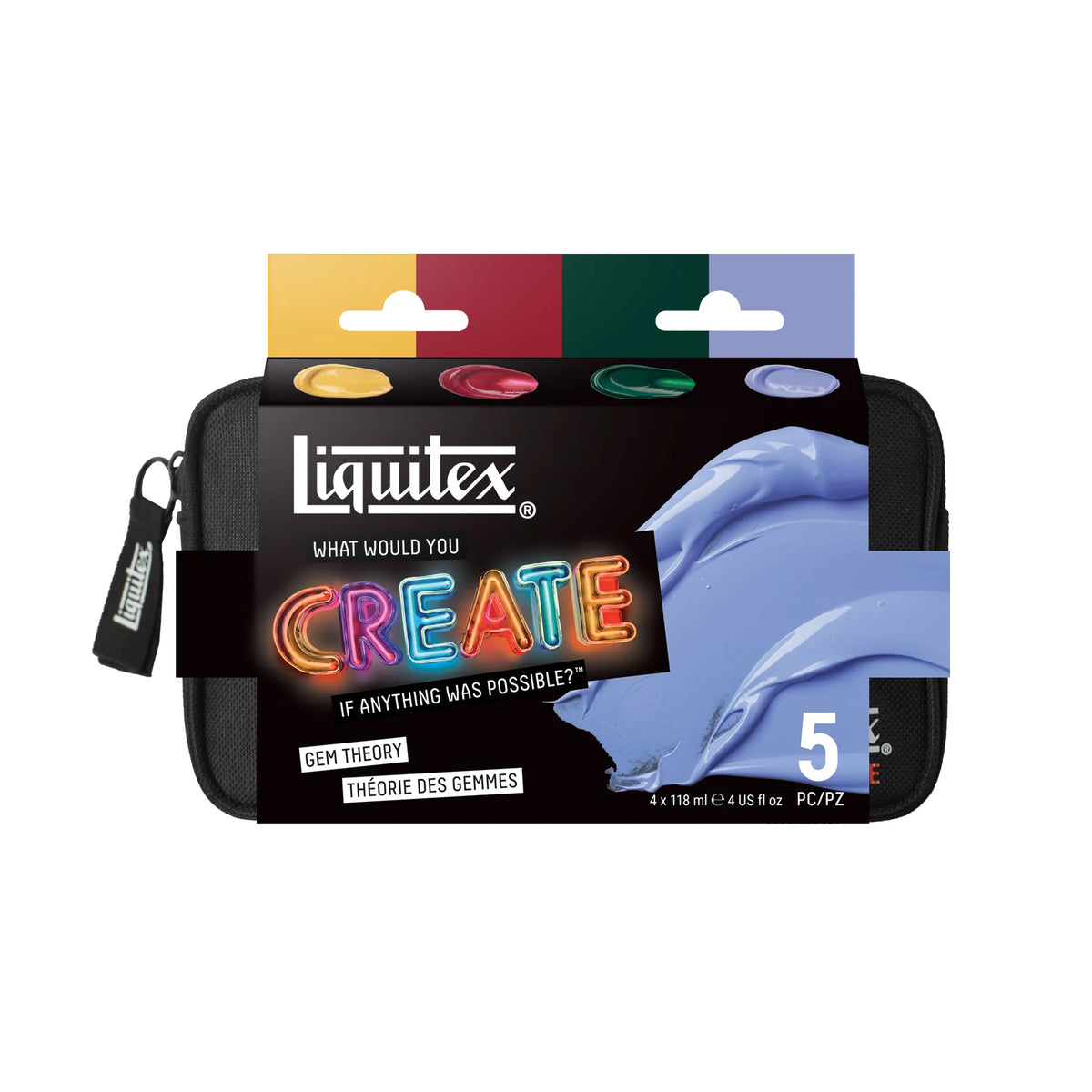 Liquitex What Would You Create BASICS Set - Gem Theory, front of package