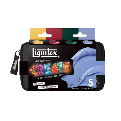 Liquitex What Would You Create BASICS Set - Gem Theory, front of package