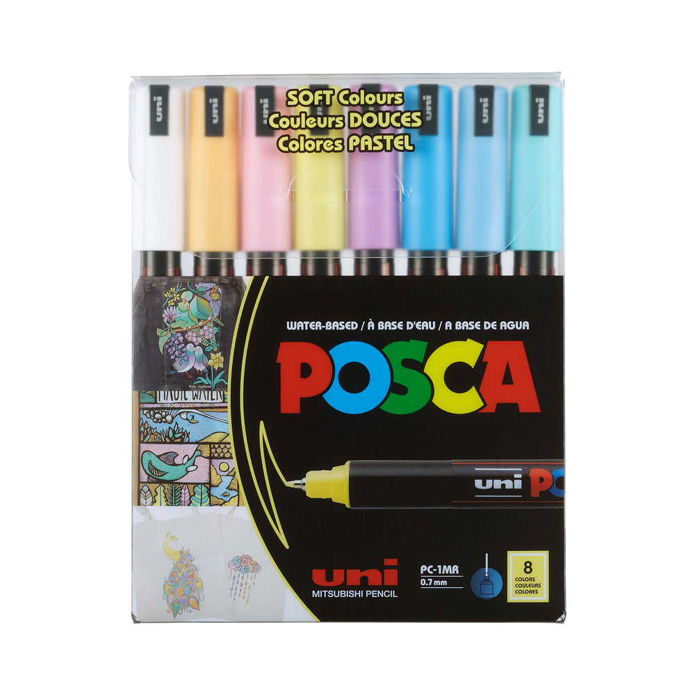 POSCA Acrylic Paint Markers PC-1MR Extra-Fine Soft Colours Set of 8