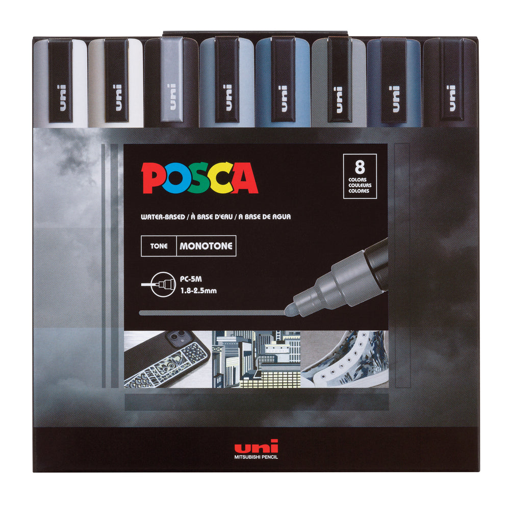 POSCA Acrylic Paint Markers PC-5M Medium Monotone Set of 8