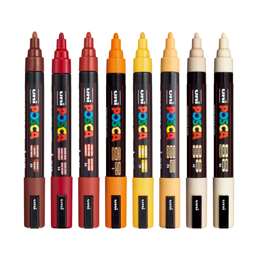 POSCA Acrylic Paint Markers PC-5M Medium Warm Tone Set of 8