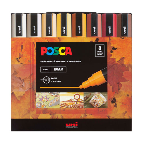 POSCA Acrylic Paint Markers PC-5M Medium Warm Tone Set of 8