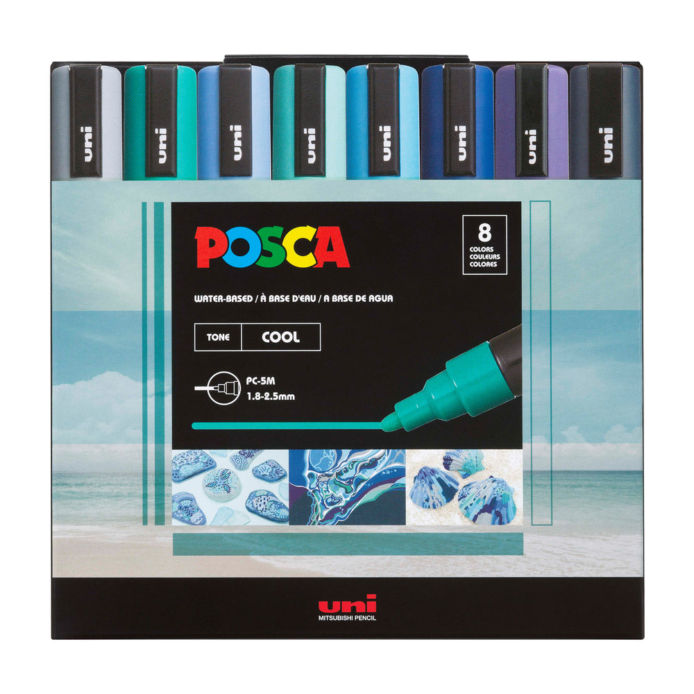 POSCA Acrylic Paint Markers PC-5M Medium Cool Tone Set of 8