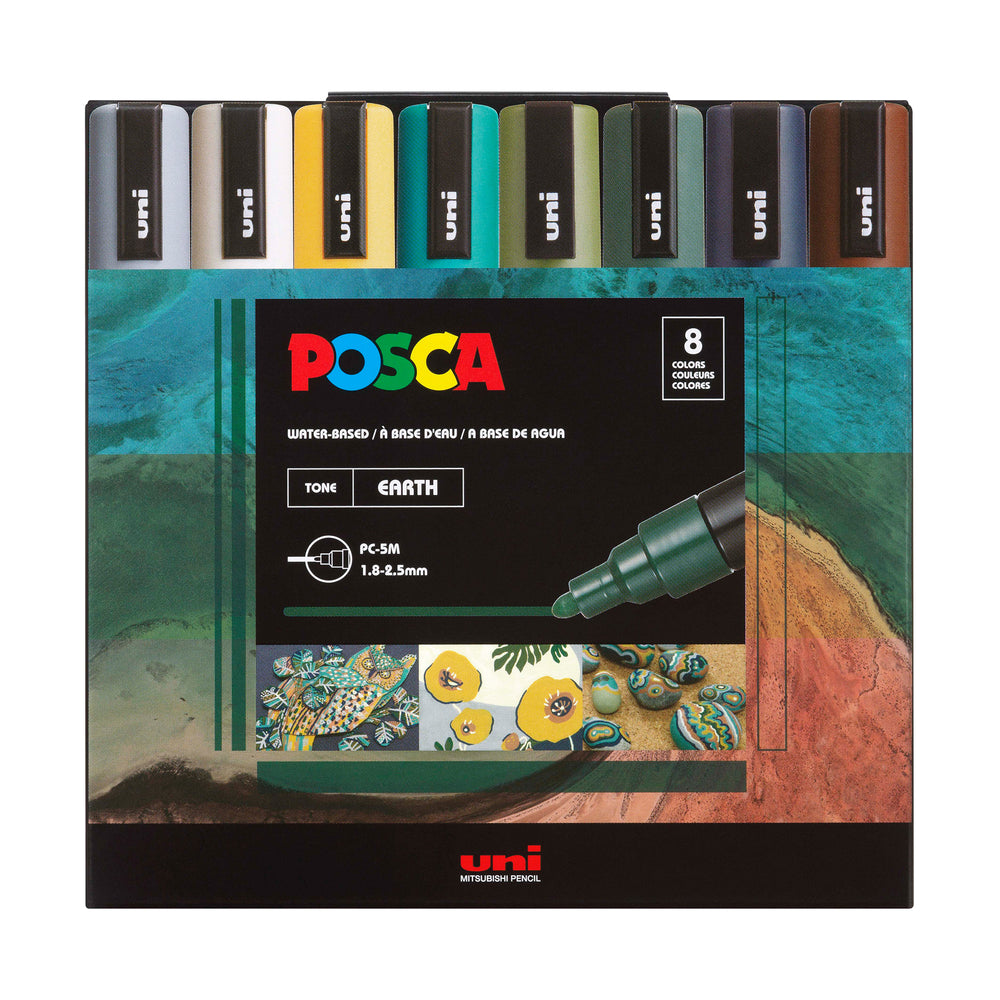 POSCA Acrylic Paint Markers PC-5M Medium Earth Tone Set of 8