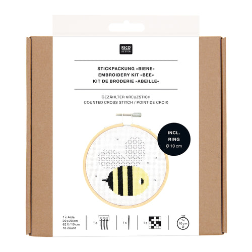 Rico Design Cross Stitch Kit Bee - 10cm (3.9")