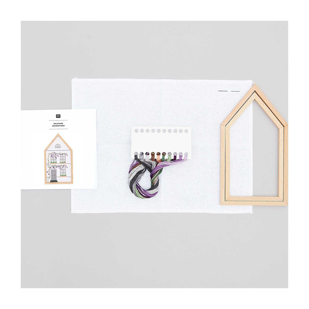 Rico Design Cross Stitch Kit Summer House - 12 x 22.5 cm (4.7" x 8.9")