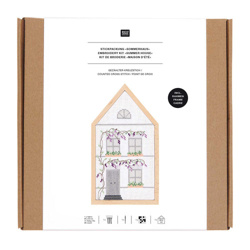 Rico Design Cross Stitch Kit Summer House - 12 x 22.5 cm (4.7" x 8.9")