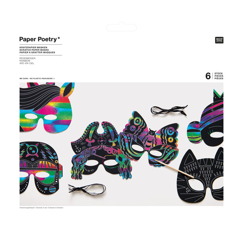 Paper Poetry Scratch Paper Masks Set of 6