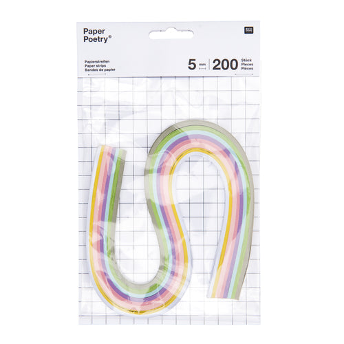 Paper Poetry Quilling DIY Pastel Paper Strips Pack of 200 5mm x 40cm (0.2" x 15.75")