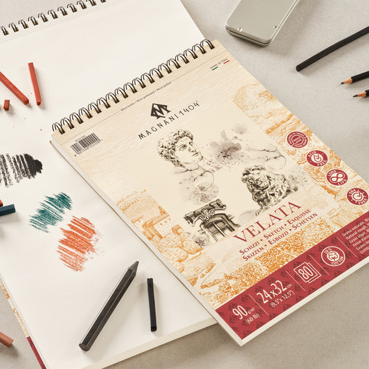 Magnani Velata Spiral Bound Sketch Pads Rough - 90gsm