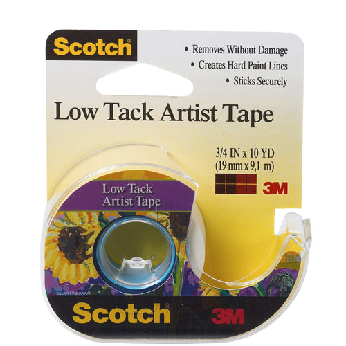 3M Scotch Low Tack Artist Tape Dispenser Roll 19mm x 9m