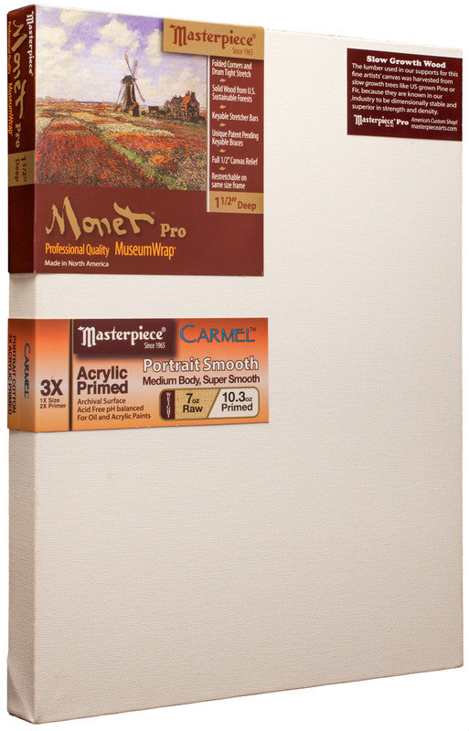 Masterpiece Monet Pro Carmel Pre-Stretched Canvas (3x Primed, 7oz, Primed, Portrait Smooth)