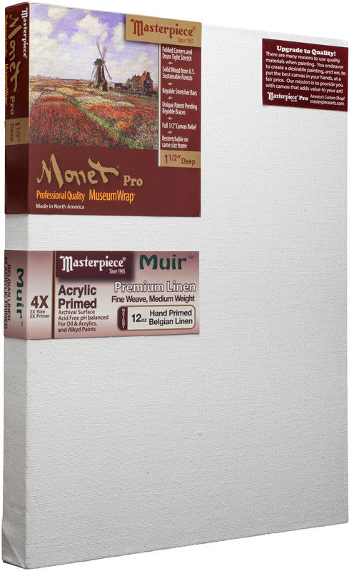 Masterpiece Monet Pro Muir Pre-Stretched Canvas (12oz, 4x Premium Acrylic Primed Linen, Deep)
