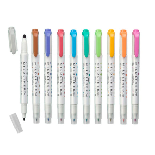 Zebra Mildliner DOT Double Ended Highlighter Set of 10