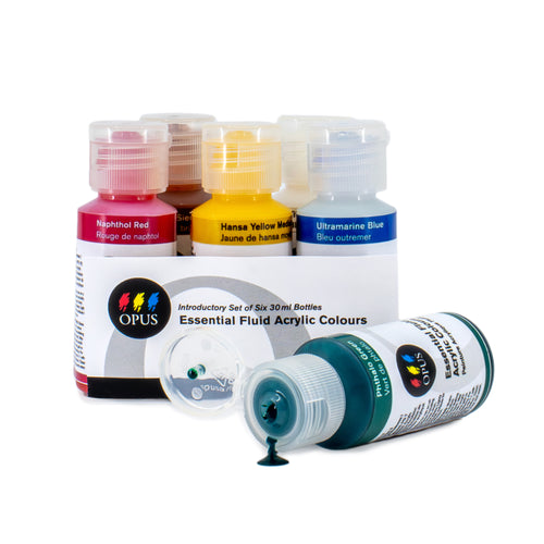 Opus Essential Fluid Acrylic Colours Set of 6 x 30 ml