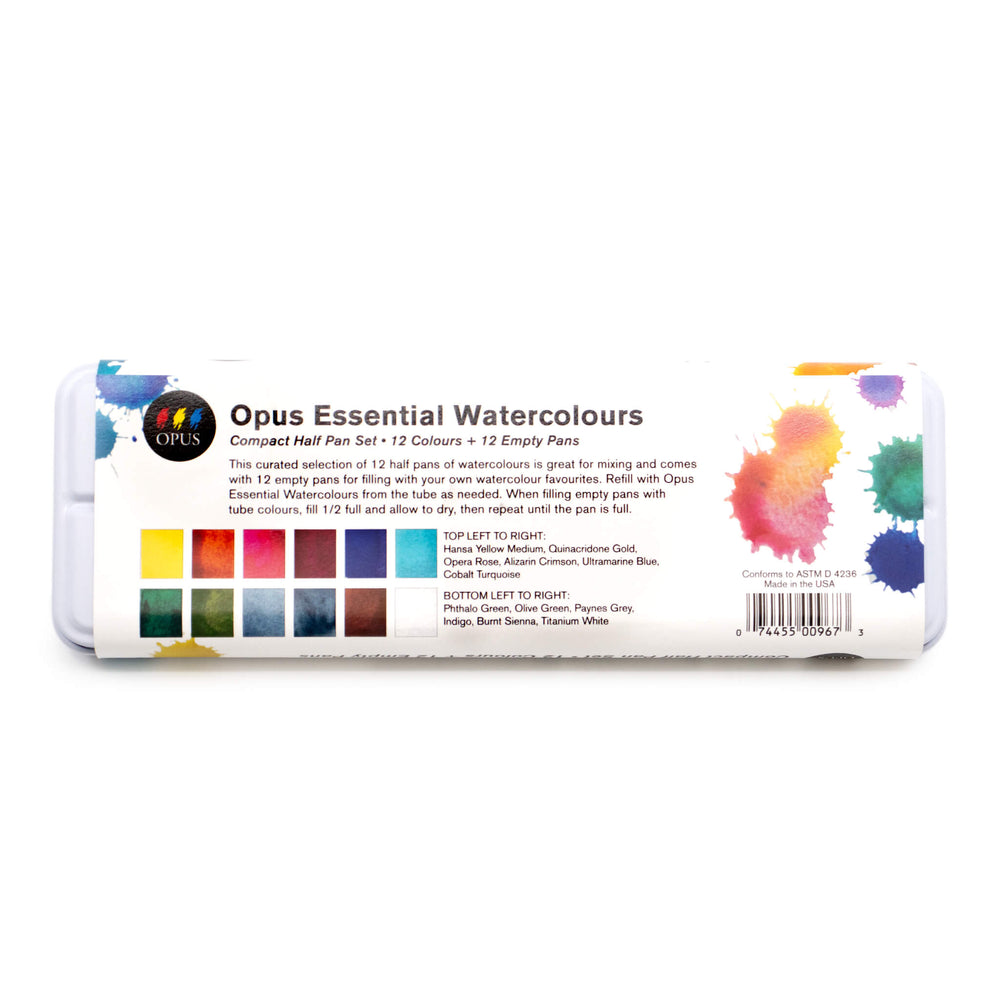 Opus Essential Watercolours Compact Tin Set of 12