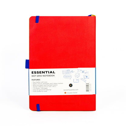 Opus Essential Dot Grid Notebook Red A5 size (14.8cm x 21cm - 5 3/4” x 8 1/2”)