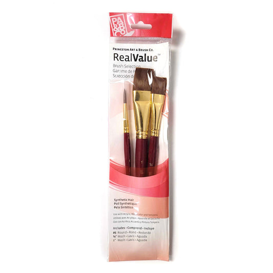 Princeton RealValue Brush Set - Round 6, Wash 5/8, Wash 1"