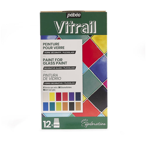 Pebeo Vitrail Glass Paint Explorer Set of 12
