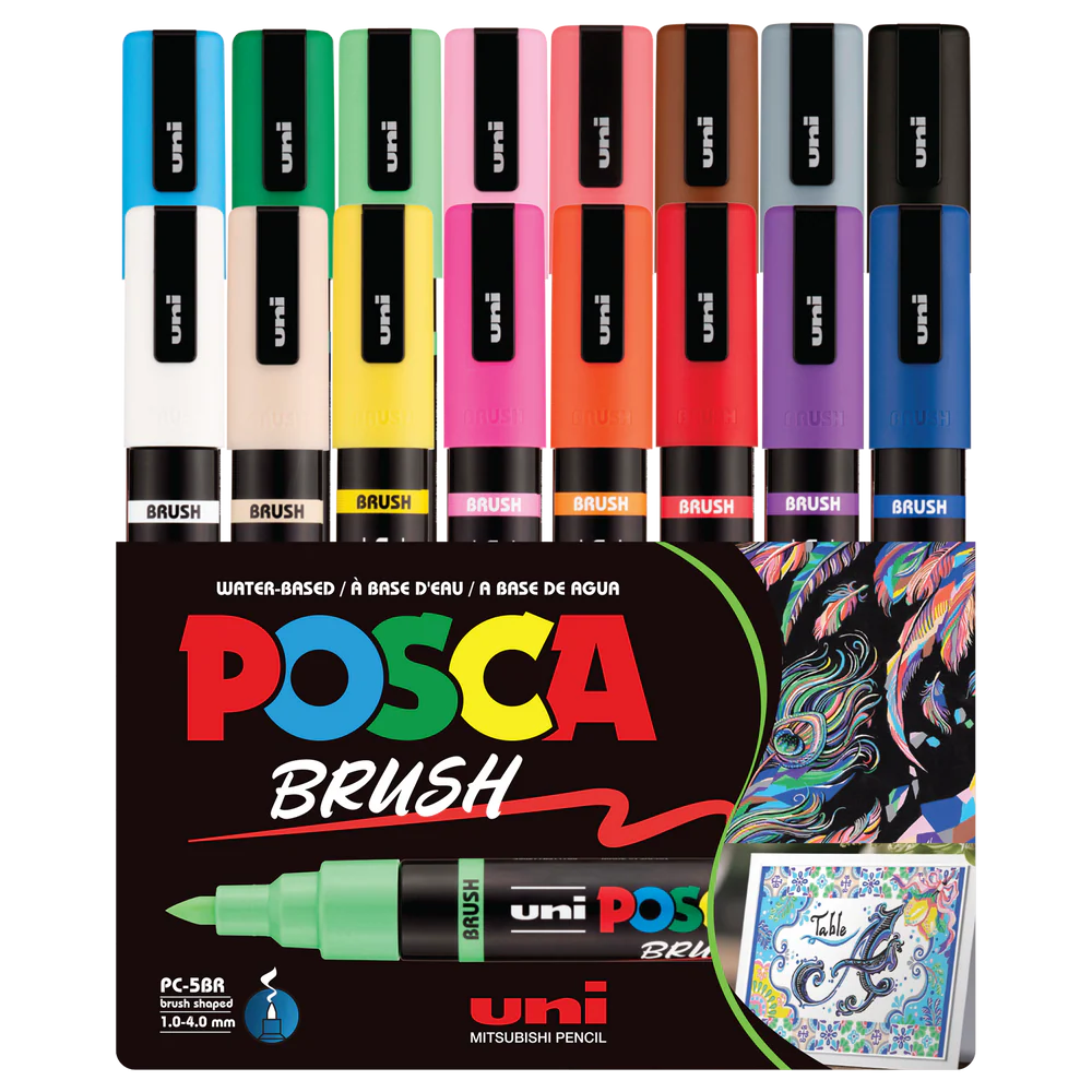 Marqueurs acryliques POSCA PC-5BR Pinceau - Lot de 16