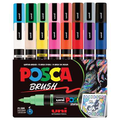 Marqueurs acryliques POSCA PC-5BR Pinceau - Lot de 16