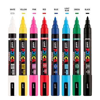 Marqueurs acryliques POSCA PC-5BR à pointe pinceau, lot de 8