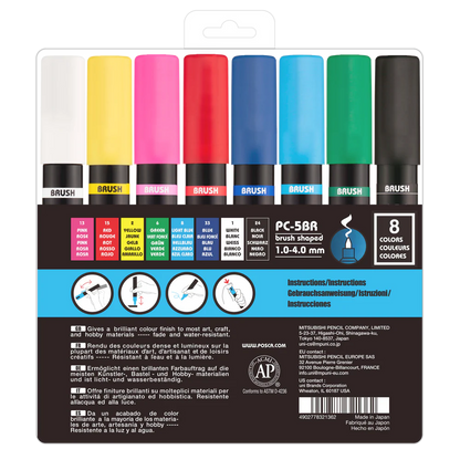 Marqueurs acryliques POSCA PC-5BR à pointe pinceau, lot de 8
