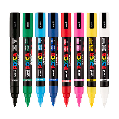Marqueurs acryliques POSCA PC-5BR à pointe pinceau, lot de 8