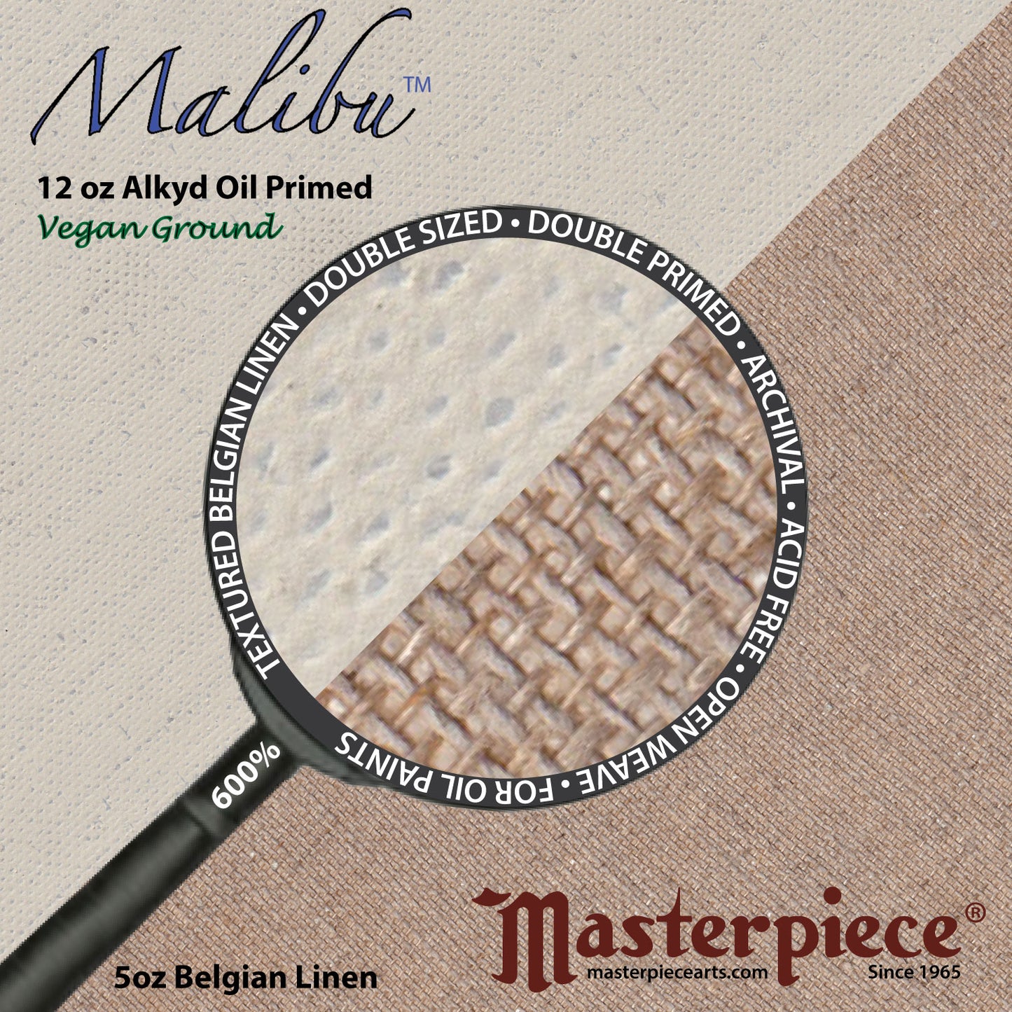 Masterpiece Monet Pro Malibu Pre-Stretched Canvas (13oz Belgian Linen, 4x Alkyd Primed)