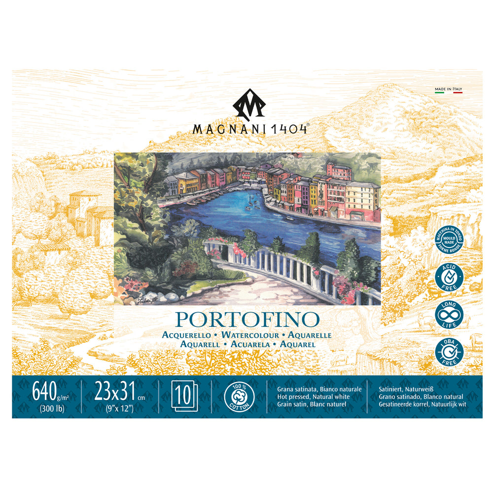 Magnani Portofino Watercolour Block Natural White Hot Pressed 640gsm - 23 x 31 cm