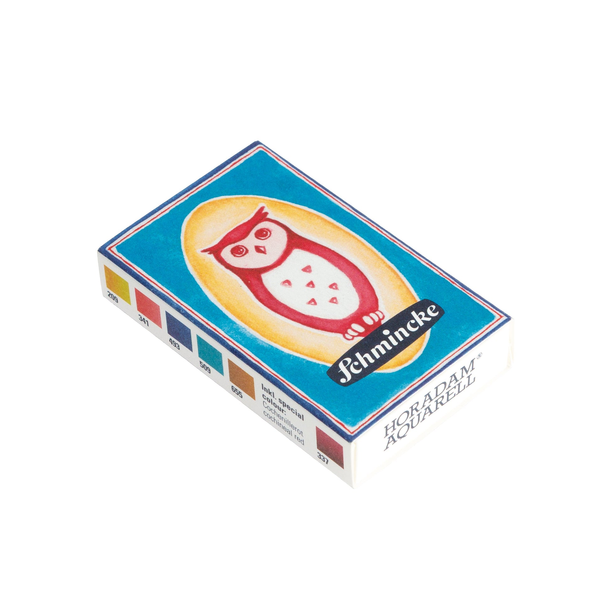 Schmincke HORADAM Watercolour Matchbox Set, open showing half pans