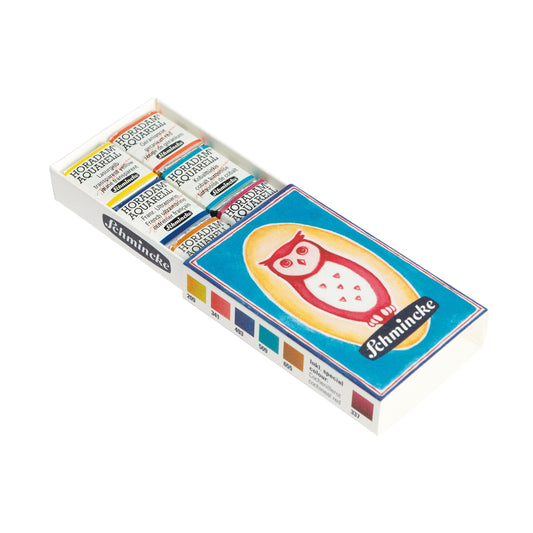 Schmincke HORADAM Watercolour Matchbox Set of 6 Half Pans, closed box