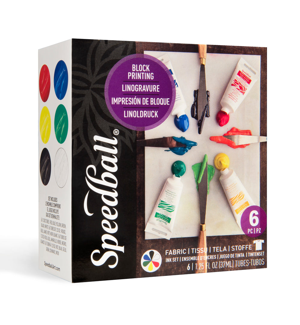 Speedball Fabric & Paper Block Printing Ink Set of 6