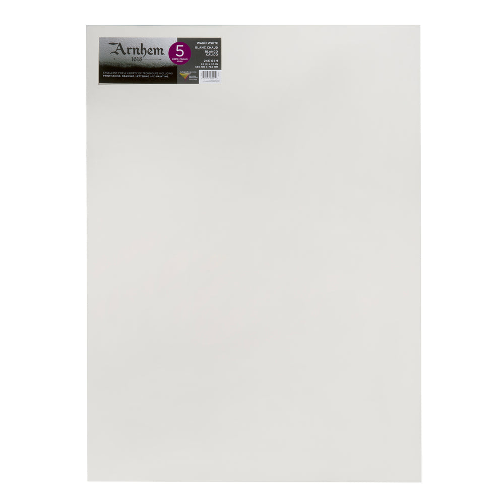 Arnhem 1618 Printmaking Papers - Warm White 245gsm 22" x 30" Pack of 5 sheets